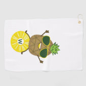 Cool Pineapple Dude Rolling op een ananas Ring Golfhanddoek (Horizontaal)