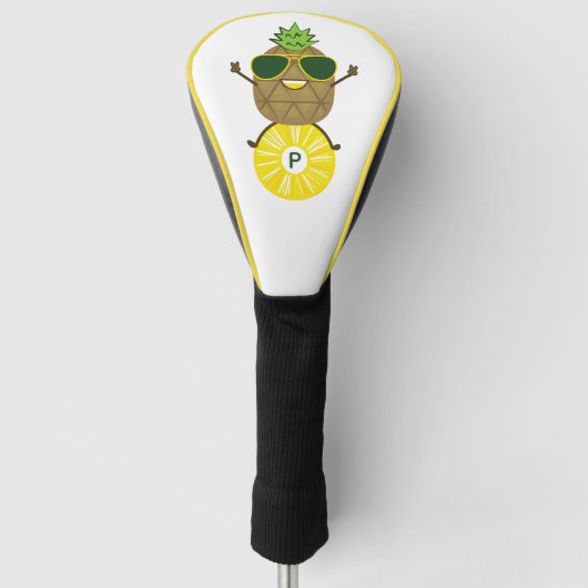 Cool Pineapple Dude Rolling op een ananas Ring Golfheadcover (Voorkant)