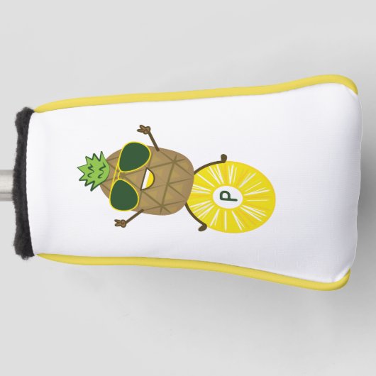 Cool Pineapple Dude Rolling op een ananas Ring Golfheadcover (Voorkant)