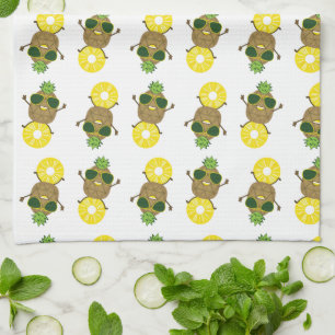 Cool Pineapple Dude Rolling op een ananas Ring Theedoek