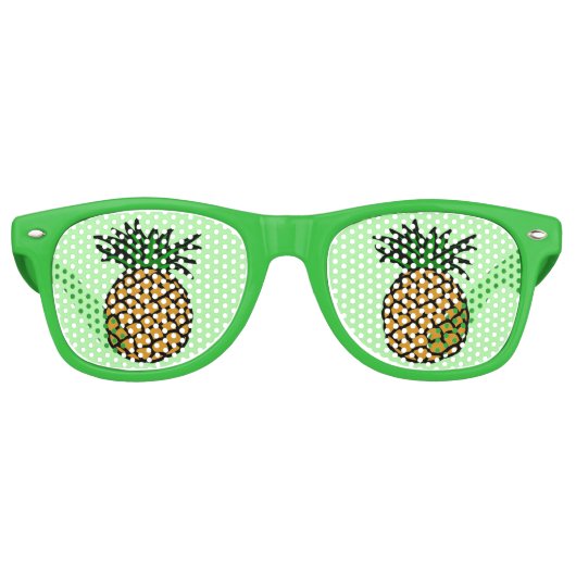 Cool Pineapple Eyes Funny Lime Green Summer Retro Zonnebril (Voorkant)