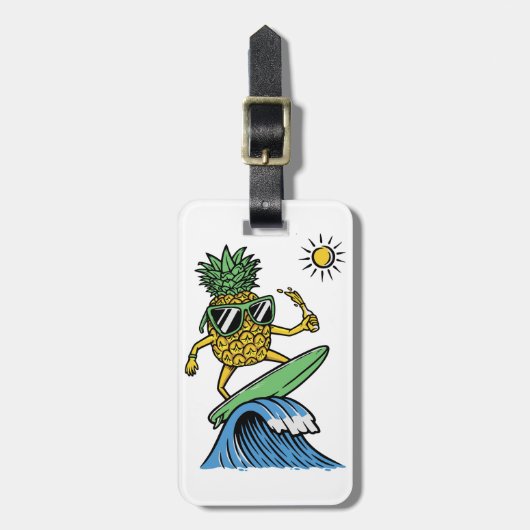 Cool Pineapple is op het Zee Vibrant strand aan he Bagagelabel (Voorkant verticaal)