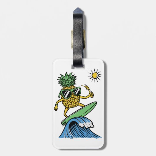 Cool Pineapple is op het Zee Vibrant strand aan he Bagagelabel (Achterkant verticaal)