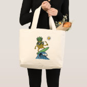 Cool Pineapple is op het Zee Vibrant strand aan he Grote Tote Bag (Voorkant (product))
