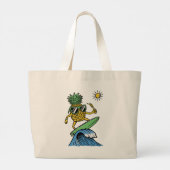 Cool Pineapple is op het Zee Vibrant strand aan he Grote Tote Bag (Achterkant)