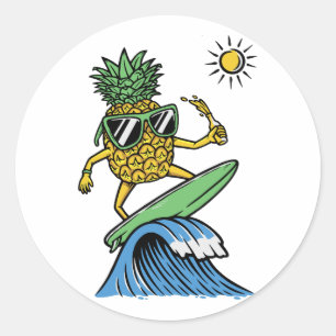 Cool Pineapple is op het Zee Vibrant strand aan he Ronde Sticker