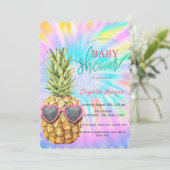 Cool Pineapple Tie Dye Baby shower Kaart (Staand voorkant)