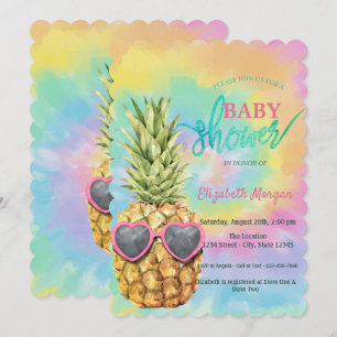 Cool Pineapple Tie Dye Summer Baby shower Kaart