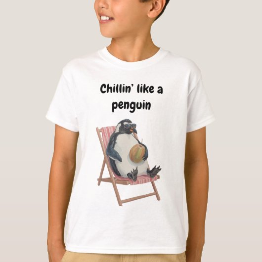 Cool Pinguïn Kinder T-Shirt | Grappige Zomer Carto (Voorkant)