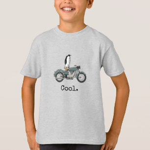 "Cool" Pinguïn op een motor, jongen T-shirt