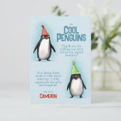 Cool Pinguins vieren kind Bedankkaart (Staand voorkant)