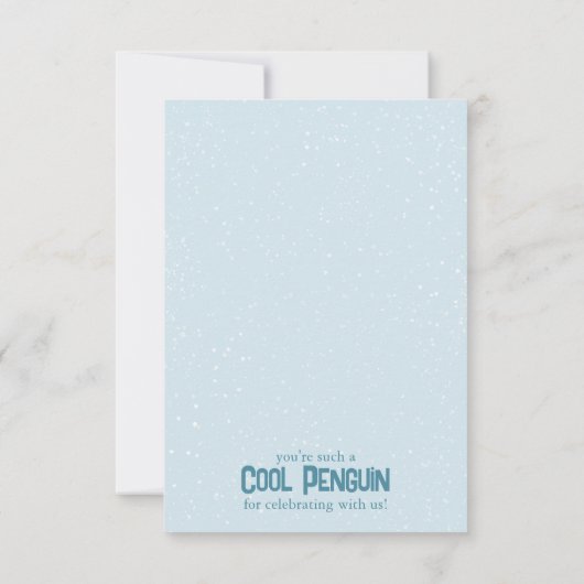 Cool Pinguins vieren kind Bedankkaart (Achterkant)