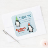 Cool Pinguins vieren kind's verjaardag dank u Vierkante Sticker (Envelop)