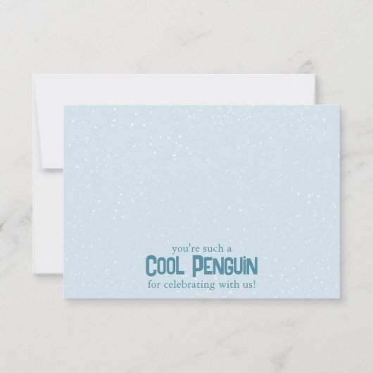 Cool Pinguins vieren verjaardagsfoto van kind Bedankkaart (Achterkant)