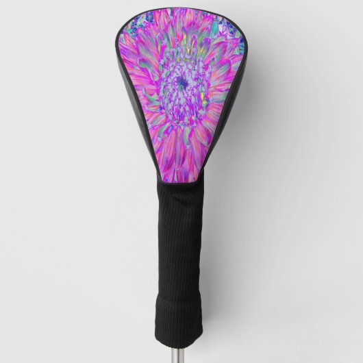 Cool Pink Blue en Paarse Artsy Dahlia Bloom Golfheadcover (Voorkant)