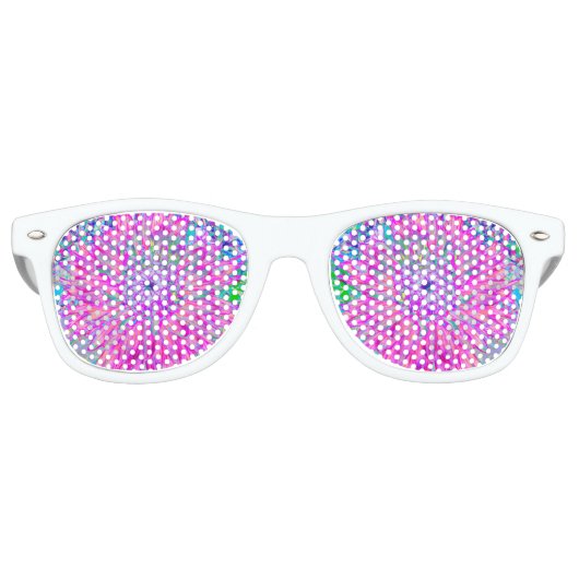 Cool Pink Blue en Paarse Artsy Dahlia Bloom Retro Zonnebril (Voorkant)