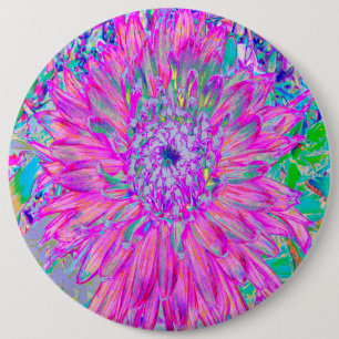 Cool Pink Blue en Paarse Artsy Dahlia Bloom Ronde Button 6,0 Cm