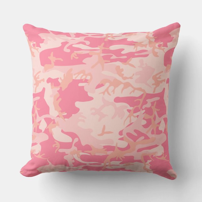 Cool Pink Camouflage Patroon Kussen (Voorkant)