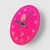 Cool Pink Cartoon Flamingo Ronde Klok (Hoek)