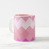 Cool Pink Diamond Chevron Pattern Tweekleurige Koffiemok (Voorkant links)