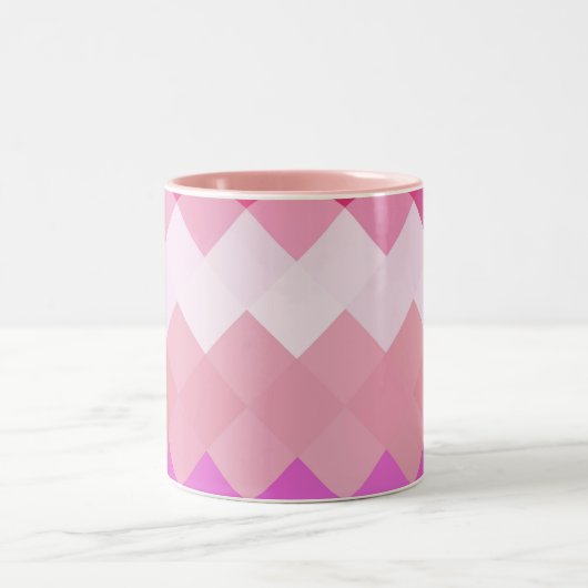 Cool Pink Diamond Chevron Pattern Tweekleurige Koffiemok (Center)