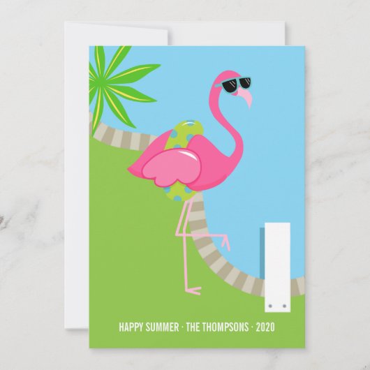 Cool Pink Flamingo Family Photo Collage Greep Feestdagenkaart (Voorkant)