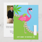 Cool Pink Flamingo Family Photo Collage Greep Feestdagenkaart (Voorkant / Achterkant)
