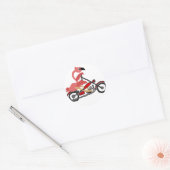 Cool Pink Flamingo Riding Motorcycle Cartoon Ronde Sticker (Envelop)