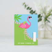 Cool Pink Flamingo Summer Family Greep Feestdagenkaart (Staand voorkant)