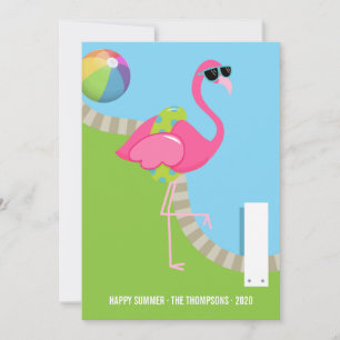 Cool Pink Flamingo Summer Greeting Kaart