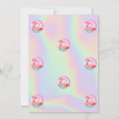 Cool Pink Flamingo's Zwembad Float Holografisch Kaart (Achterkant)