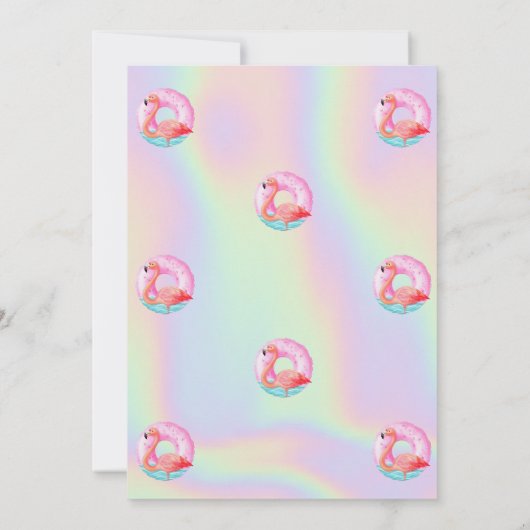 Cool Pink Flamingo's Zwembad Float Holografisch Kaart (Achterkant)