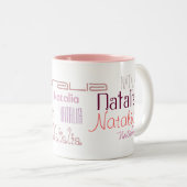 Cool Pink Fonts Jouw naam gepersonaliseerd Tweekleurige Koffiemok (Voorkant rechts)