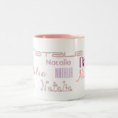 Cool Pink Fonts Jouw naam gepersonaliseerd Tweekleurige Koffiemok (Center)