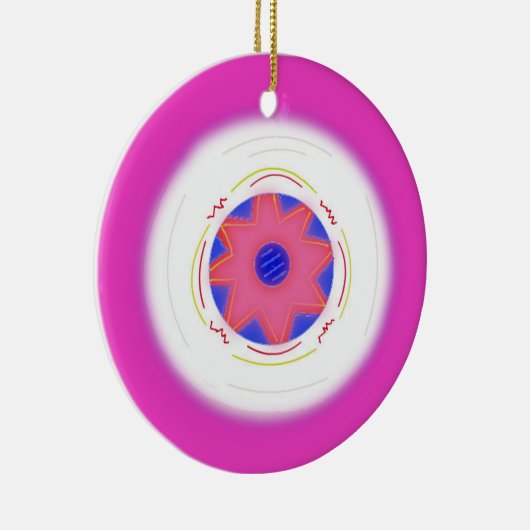 Cool Pink Frisbee Keramisch Ornament (Rechts)