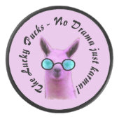 Cool Pink Llama Hockey Puck - Geen drama alleen ka (Voorkant)