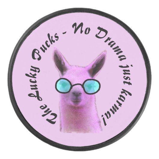 Cool Pink Llama Hockey Puck - Geen drama alleen ka (Voorkant)