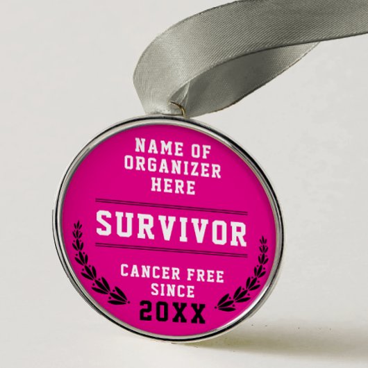 Cool Pink Medal Cancer Survivor Awareness Medal Metalen Ornament