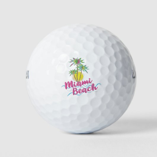Cool Pink-Miami-Beach-Florida Graphic Golfballen (Voorkant)