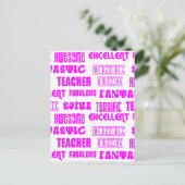 Cool Pink Modern Design 4 leraren Positieve woorde Briefkaart (Staand voorkant)