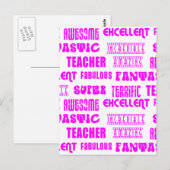 Cool Pink Modern Design 4 leraren Positieve woorde Briefkaart (Voorkant / Achterkant)