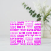 Cool Pink Modern Design 4 Nieces Positieve woorden Briefkaart (Staand voorkant)