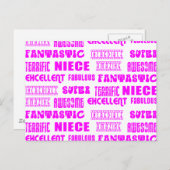 Cool Pink Modern Design 4 Nieces Positieve woorden Briefkaart (Voorkant / Achterkant)