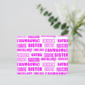 Cool Pink Modern Design 4 Sisters Positieve woorde Briefkaart (Staand voorkant)