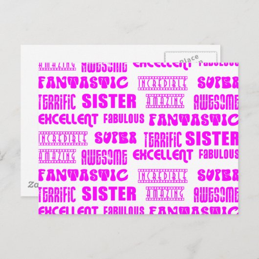 Cool Pink Modern Design 4 Sisters Positieve woorde Briefkaart (Voorkant / Achterkant)