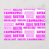 Cool Pink Modern Design 4 Sisters Positieve woorde Briefkaart (Voorkant)