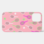 Cool Pink Retro Racquets Pattern Tennis Player Case-Mate iPhone Case (Achterkant (horizontaal))