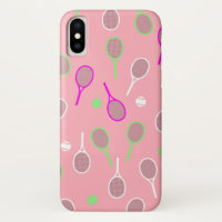 Cool Pink Retro Racquets Pattern Tennis Player