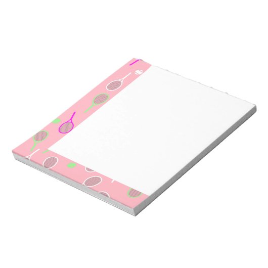Cool Pink Retro Racquets Pattern Tennis Player Notitieblok (Linkerzijde)