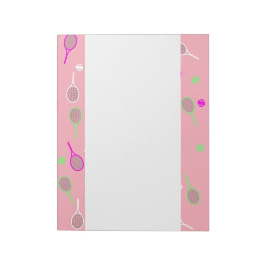 Cool Pink Retro Racquets Pattern Tennis Player Notitieblok (Linkerzijde)